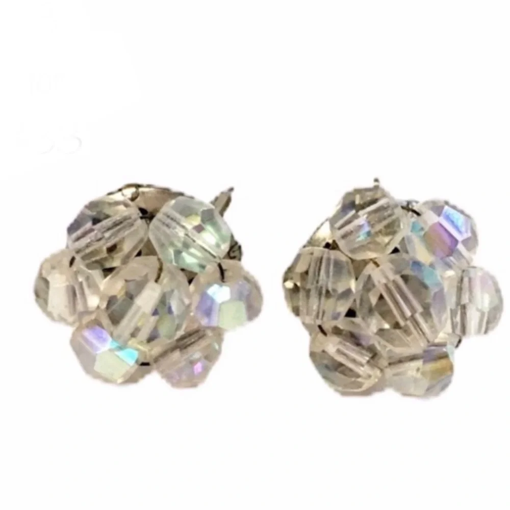 Vintage Aurora Borealis Earrings Clip‎ On